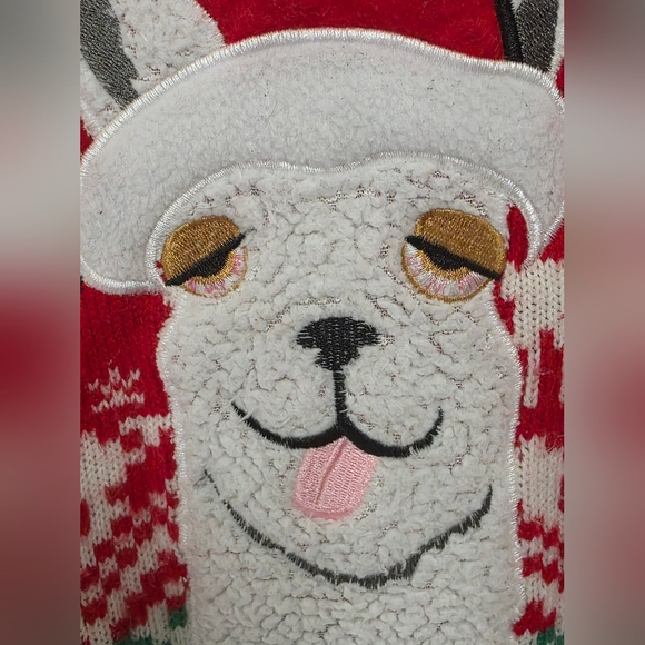 Red “Tired” (or whatever 🌲💨 ) Llama Holiday Sweater - Picture 8 of 8
